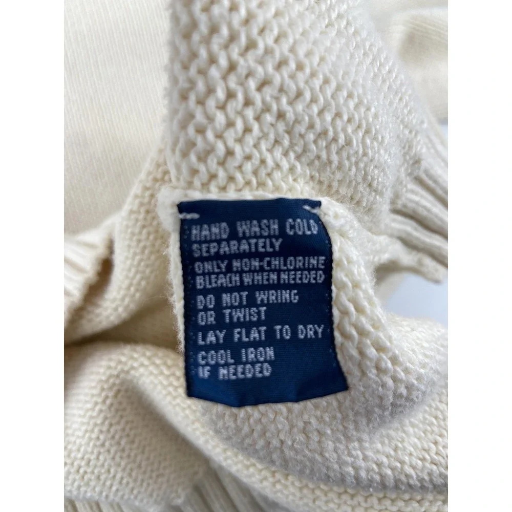 Polo Ralph‎ Lauren Sweater Mens 2XL Cream Cotton Crewneck Pullover Classic Logo